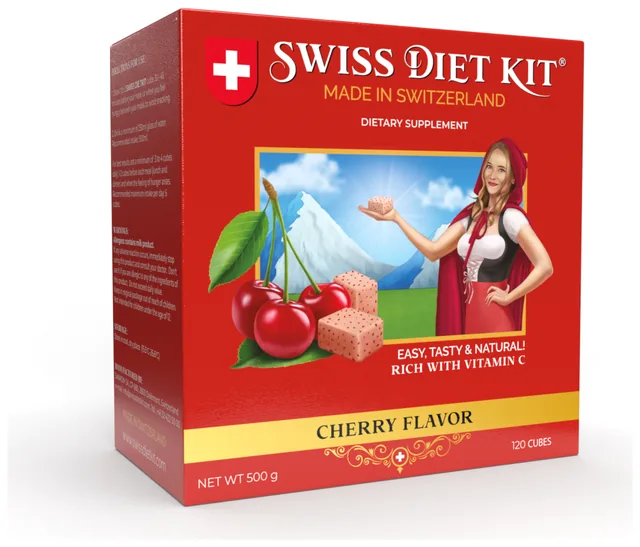 Swiss Diet Kit Cherry flavor, 500 g box of 120 chewable cubes