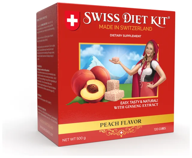 Swiss Diet Kit Peach flavor, 500 g box of 120 chewable cubes