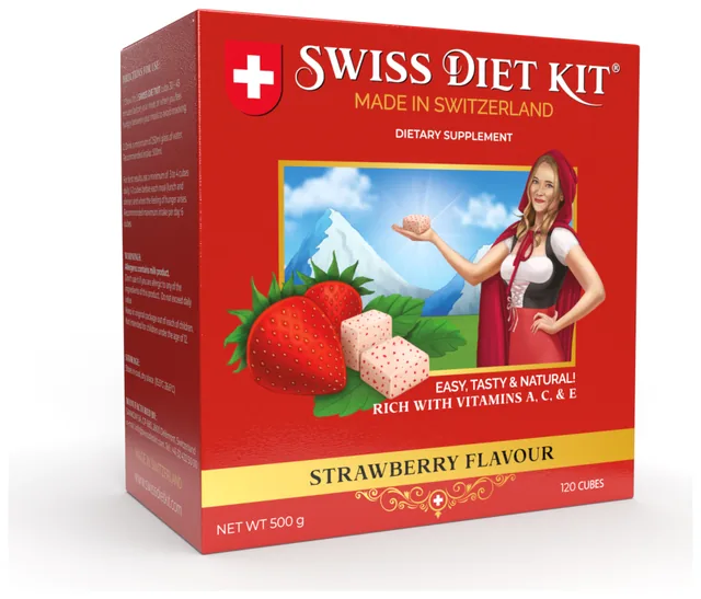 Swiss Diet Kit Strawberry flavor, 500 g box of 120 chewable cubes